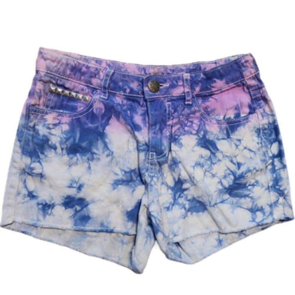 Girl's Pink Purple Tie-Dye Denim Shorts Size L